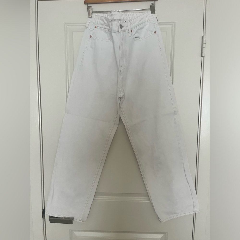 H&M white loose straight denim